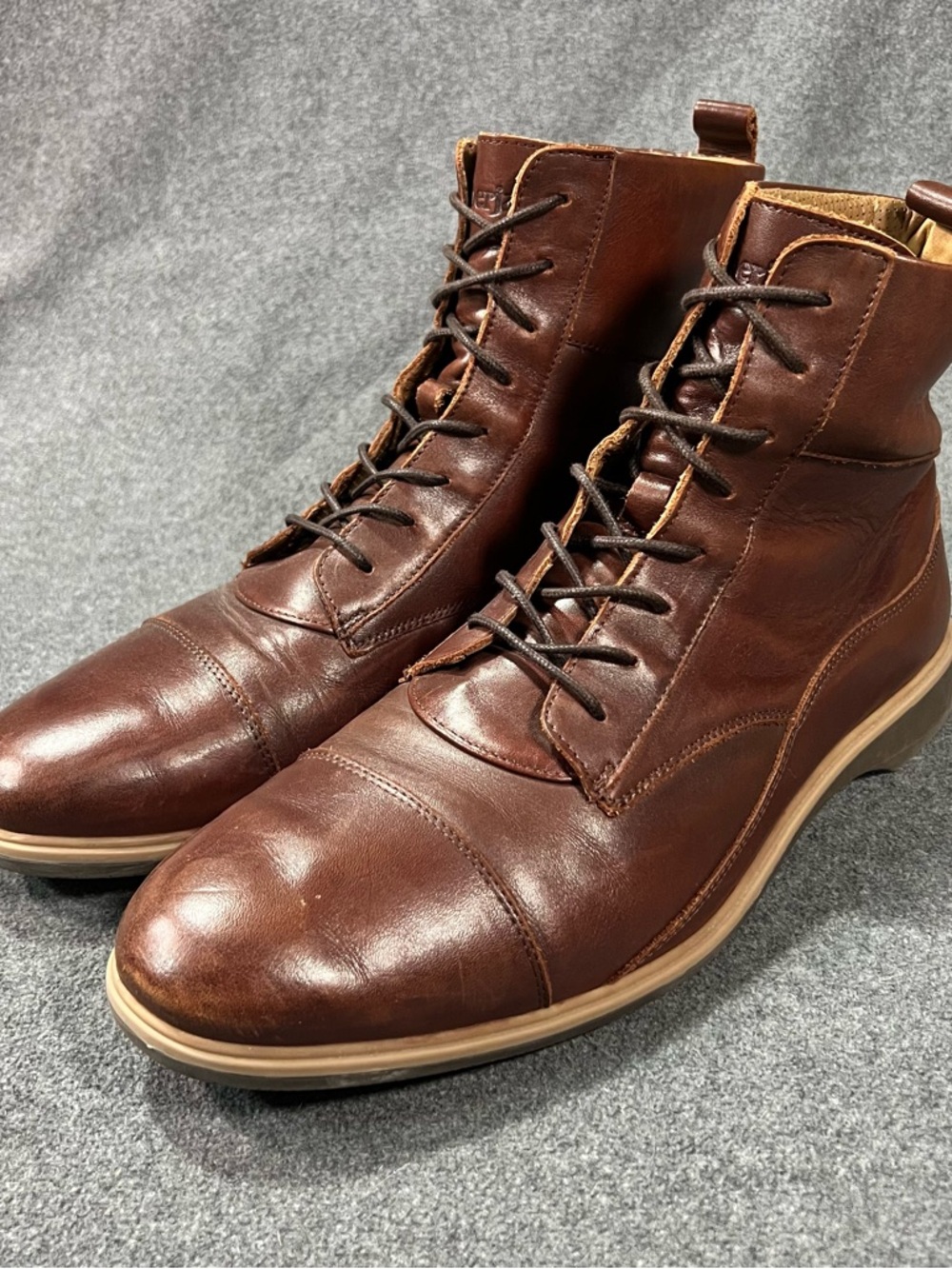 Amberjack Men's The Boot Chestnut Brown Leather Lace Up Boots Size 11.5 M